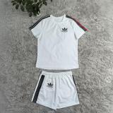 Casual Pocket Simple Embroidery Sports Short-sleeved Shorts Set