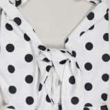 Solid Polka Dot Printed Halter Backless Bubble Mini Dress