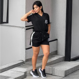 Fashion Embroidery Two-piece Short Set with Pocket