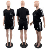 Fashion Embroidery Two-piece Short Set with Pocket