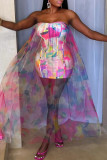 Sexy See-through Elastic Mesh Splicing Long Dress