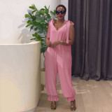 Casual Bandage Loose-fitting Sleeveless Jumpsuit