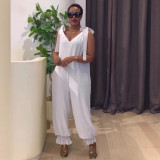Casual Bandage Loose-fitting Sleeveless Jumpsuit