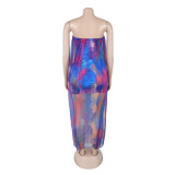 Sexy See-through Elastic Mesh Splicing Long Dress