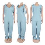 Casual Bandage Loose-fitting Sleeveless Jumpsuit