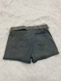 Retro Irregular Fashion Design Washed Denim Mini Skirt