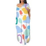 1 Piece Custom Casual Digital Printing V Neck Maxi Dress