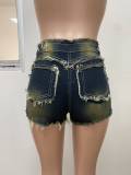 Casual Sexy Skinny Raw Edge Washed Distressed Denim Shorts