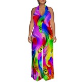 1 Piece Custom Casual Digital Printing Halter 1 Piece Jumpsuits