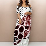 1 Piece Custom Casual Digital Printing V Neck Maxi  Dress