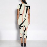 1 Piece Custom Casual Digital Printing Short Sleeve Midi Dresses