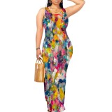 1 Piece Custom Casual Digital Printing Sleeveless Maxi Dress