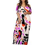 1 Piece Custom Casual Digital Printing V Neck Maxi  Dress