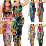 1 Piece Custom Casual Digital Printing Sleeveless Maxi Dress