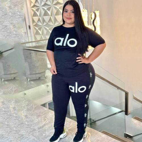 Plus Size Fashion Ribbon Short Sleeve Trousers Set