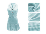 Casual Lapel Striped Single-Breasted Sleeveless Vest Skirt Set
