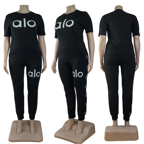 Plus Size Fashion Ribbon Short Sleeve Trousers Set