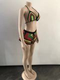 Summer Beach Coverups 2 Piece Outfits Woven Colorblock Beach Shorts Set