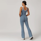Contrast Color Flared Pants Yoga Running Fitness Clothing Two-piece