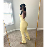 Contrast Color Flared Pants Yoga Running Fitness Clothing Two-piece