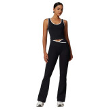 Contrast Color Flared Pants Yoga Running Fitness Clothing Two-piece
