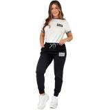 Casual Embroidered V-Neck Top Belt Cuffed Trousers Set
