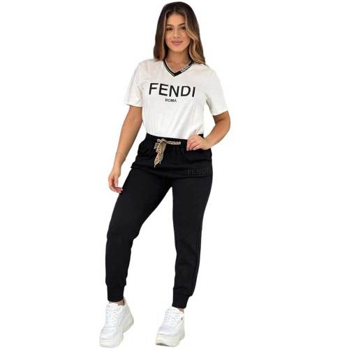 Casual Embroidered V-Neck Top Belt Cuffed Trousers Set