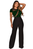 Women's Elegant Irregular Sequined Wide-leg Short-sleeved Jumpsuit