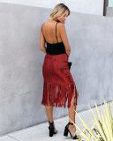 Sequin Tassel Midi Skirt Women Bodycon High Waist Party Club Skirts