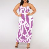 1 Piece Custom Casual Digital Printing Straps Plus Size Long Dress
