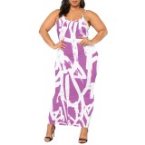1 Piece Custom Casual Digital Printing Straps Plus Size Long Dress