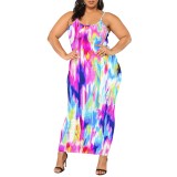 1 Piece Custom Casual Digital Printing Straps Plus Size Long Dress
