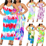 1 Piece Custom Casual Digital Printing Straps Plus Size Long Dress