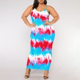1 Piece Custom Casual Digital Printing Straps Plus Size Long Dress
