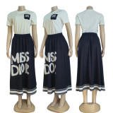 Summer Simple Short-sleeved Big Swing Skirt Suit