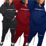 Fashion High-density Floating Velvet Plus Size Hooded Sweatshirt Pant Set