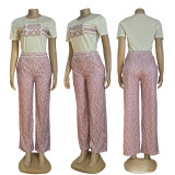 Summer Printing Short Sleeve Pant Set