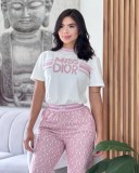 Summer Printing Short Sleeve Pant Set