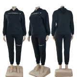 Fashion High-density Floating Velvet Plus Size Hooded Sweatshirt Pant Set
