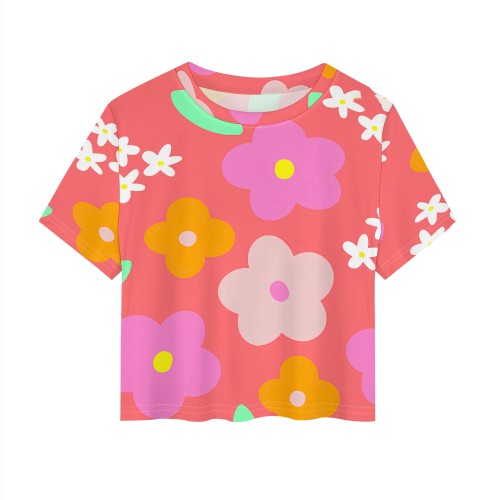 1 Piece Custom Casual Digital Printing Short Sleeve Crop Tops