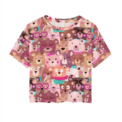 1 Piece Custom Casual Digital Printing Short Sleeve Crop Tops