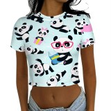 1 Piece Custom Casual Digital Printing Short Sleeve Crop Tops