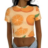 1 Piece Custom Casual Digital Printing Short Sleeve Crop Tops