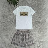 Summer Fashion Embroidery Sports Short Tops Shorts Two-piece Set
