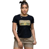 Summer Fashion Embroidery Sports Short Tops Shorts Two-piece Set