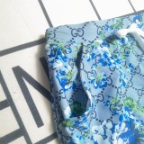 Summber Floral Print Beach Shorts Drawstring Waist Slant Pocket
