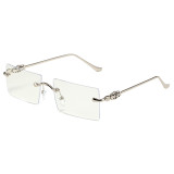 Eye Glasses Flat Mirror Fashion Rimless Eyeglasses for Game Holiday Computer