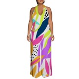 1 Piece Custom Casual Digital Printing Halter Backless Jumpsuits