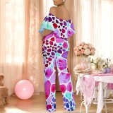 1 Piece Custom Casual Digital Printing Off Shoulder One Piece Jumpsuits