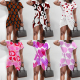 1 Piece Custom Casual Digital Printing Round Neck Irregular Club Dress